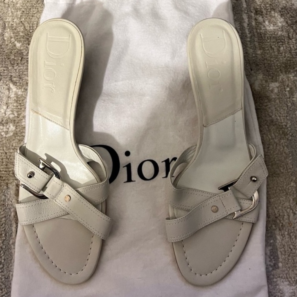 DIOR white slide sandals EU39.5 US9-9.5